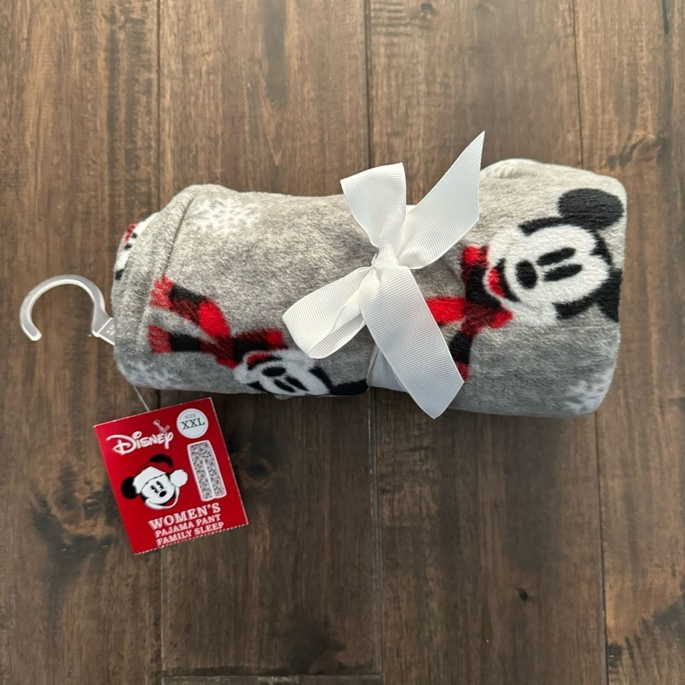 Disney Mickey Mouse Gray Winter Cozy Pajama Bottoms XXL NWT